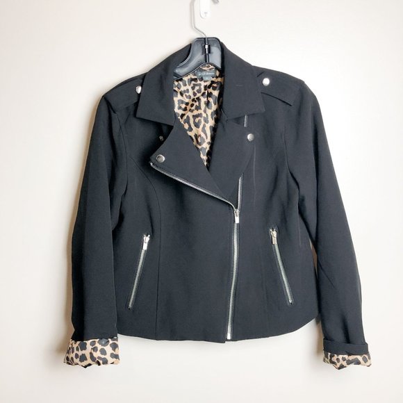 BOLD elements Jackets & Blazers - BOLD elements Animal Print Lined Moto Jacket